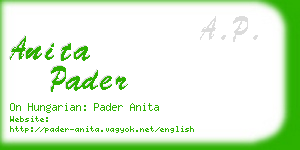 anita pader business card